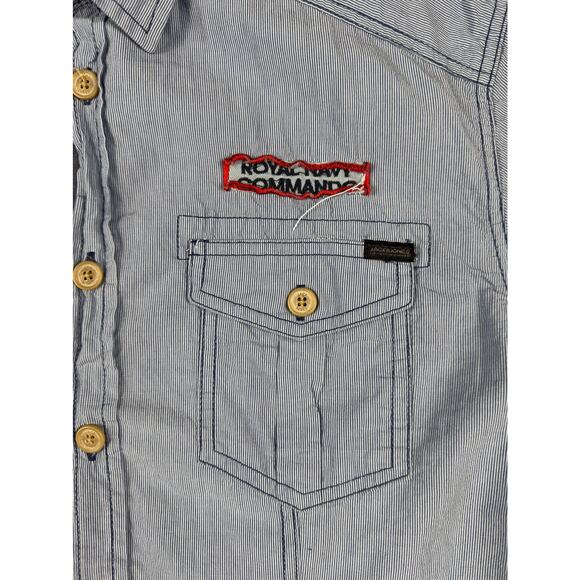 Jack & Jones Airborne Hitch Shirt Men’s XL Royal‎ Navy Military Patches Blue - Picture 3 of 11